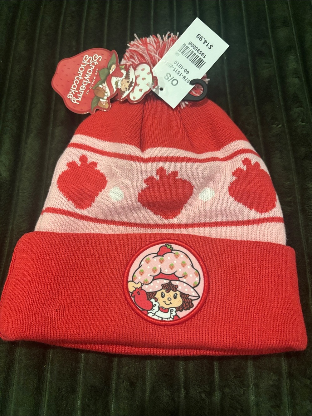 Strawberry shortcake Red & Pink Kids Pom Beanie -